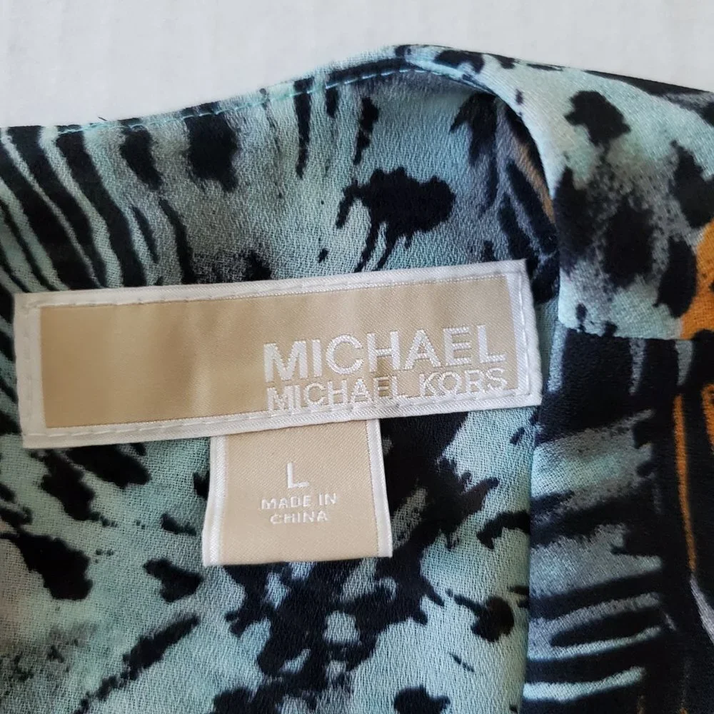Michael Kors Sleeveless Tiered Frayed Blouse Large